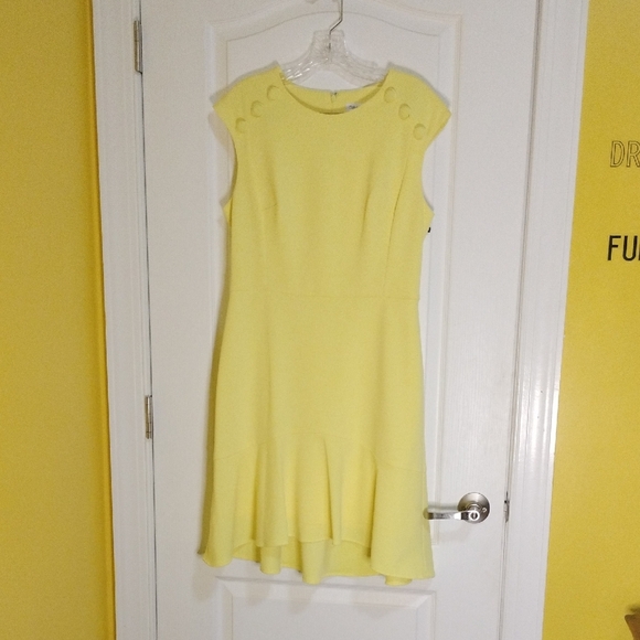 Calvin Klein Yellow Ruffled A-Line Mini Dress - Picture 1 of 7